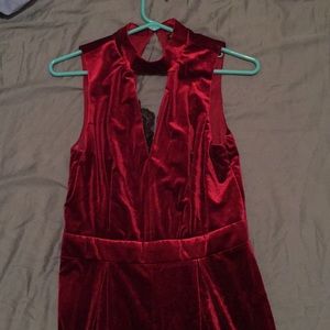 Red Suede Jump Suit